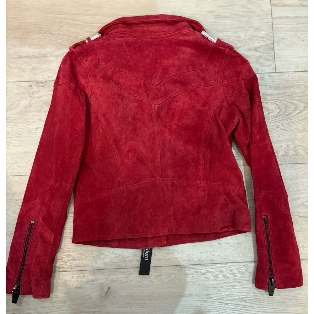 Silent New York Red Suede Moto Jacket Asymmetrical Zip Biker Womens XS - Picture 8 of 9